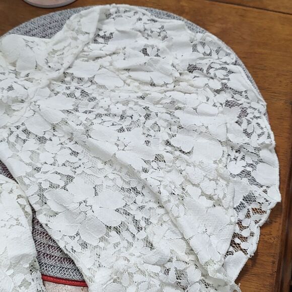 Fever ivory lace off the shoulder open bell sleeve dress wedding  Sz XL  NWOT - Picture 6 of 7